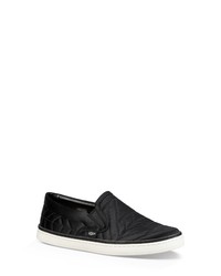Black Quilted Canvas Slip-on Sneakers