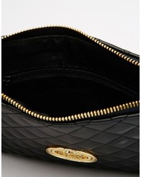 Love Moschino Quilted Clutch With Wristlet Strap In Black