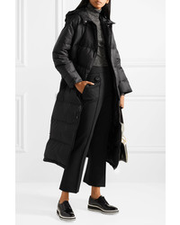 Prada Hooded Quilted Shell Coat Black
