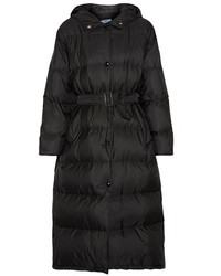 Prada Hooded Quilted Shell Coat Black