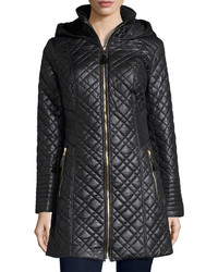 Via Spiga Quilted Coat With Hood Black