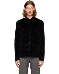 Black Quilted Corduroy Shirt Jacket