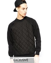 Reclaimed Vintage Sweatshirt With Quilted Front Black