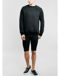 Topman Black Technical Quilted Sweatshirt