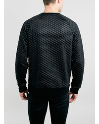Topman Black Technical Quilted Sweatshirt