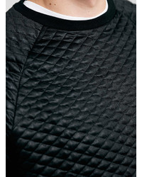 Topman Black Technical Quilted Sweatshirt