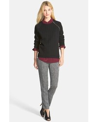 Vince Camuto Two By Zip Detail Cable Quilted Sweatshirt