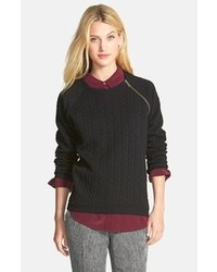 Vince Camuto Two By Zip Detail Cable Quilted Sweatshirt