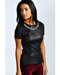 Boohoo Candice Quilted Front Necklace Top