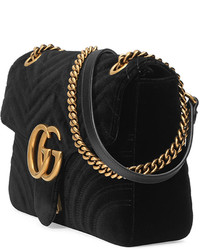 Gucci Gg Marmont 20 Medium Quilted Shoulder Bag Black