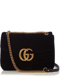 Gucci Gg Marmont Chevron Velvet Shoulder Bag