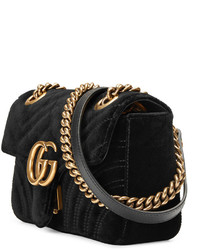 Gucci Gg Marmont Small Quilted Velvet Crossbody Bag