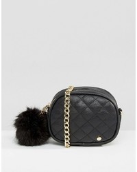 Dune Micro Quilted Cross Body Bag With Pom