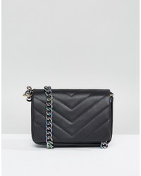 Asos Quilted Cross Body Bag With Iridescent Chain