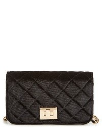 Amici Accessories Quilted Velvet Crossbody Bag Black
