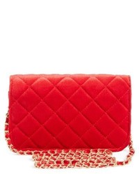 Amici Accessories Quilted Velvet Crossbody Bag Red
