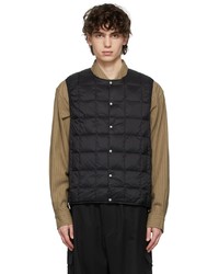 TAION Black Buttoned Quilted Down Vest