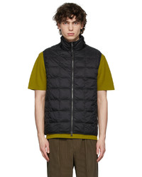TAION Black High Neck Quilted Down Vest