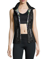Nanette Lepore Play Quilted Panel Zip Front Vest Black