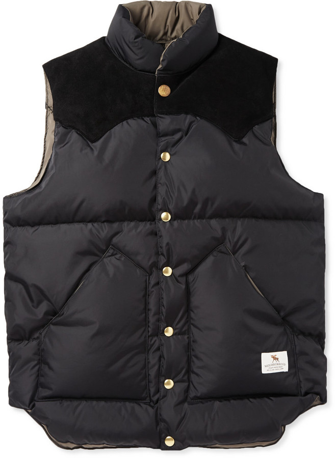 Neighborhood Rocky Mountain Down Filled Suede Panelled Shell Gilet
