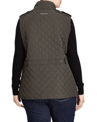 Lauren Ralph Lauren Plus Size Faux Leather Trim Quilted Vest