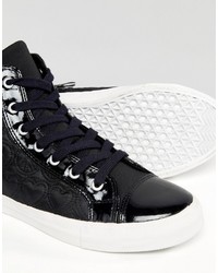 Love Moschino Black Quilted Hearts High Top Sneakers
