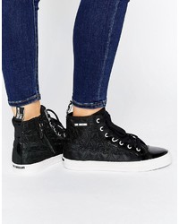 Love Moschino Black Quilted Hearts High Top Sneakers