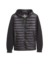 Herno Fleece Quilted Down Hooded Jacket In Nero At Nordstrom