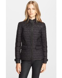 Burberry Brit Laycroft Leather Trim Quilted Moto Jacket