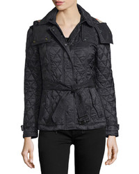Burberry Finsbridge Hooded Quilted Short Jacket Black