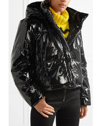 MSGM Hooded Quilted Pvc Jacket Black