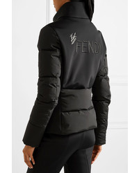 Fendi Karlito Embellished Quilted Down Ski Jacket Black
