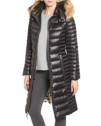 Kate Spade New York Quilted Down Jacket With Faux Fur Trim