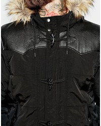 Asos Quilted Jacket With Duffle Fastening In Black