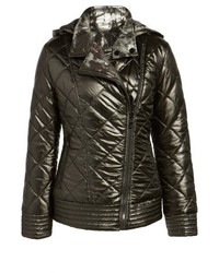 GUESS Reversible Packable Asymmetrical Quilted Jacket