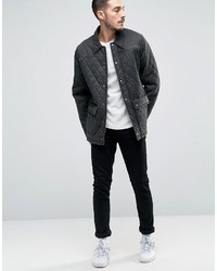 Asos Waxed Look Quilted Jacket In Black