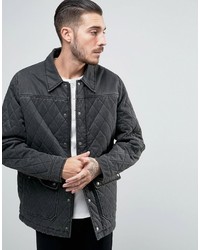 Asos Waxed Look Quilted Jacket In Black