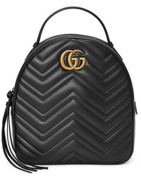 Gucci Black Leather Gg Marmont Backpack