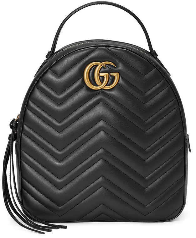 Gucci Black Leather Gg Marmont Backpack 