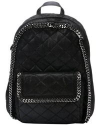 Stella McCartney Black Metallic Coated Quilted Backpack With Chain Link Trim