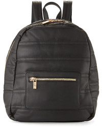Neiman Marcus Classic Quilted Faux Leather Backpack Black