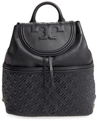 Tory Burch Fleming Quilted Lambskin Leather Backpack Black