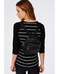 Missguided Quilted Rounded Backpack Black