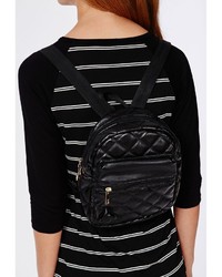 Missguided Quilted Rounded Backpack Black