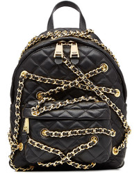 Moschino Quilted Leather Backpack With Gold Tone Chains