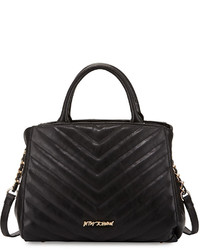 Betsey Johnson Black Tie Affair Quilted Bow Satchel Bag Black