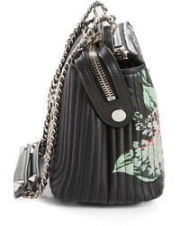 Fendi Dotcom Click Flower Quilted Leather Shoulder Bag Black