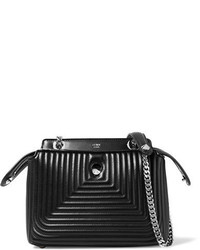 Fendi Dotcom Click Small Quilted Leather Shoulder Bag Black