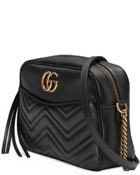 Gucci Gg Marmont 20 Medium Quilted Camera Bag Black
