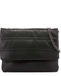 Neiman Marcus Quilted Fold Over Shoulder Bag Black
